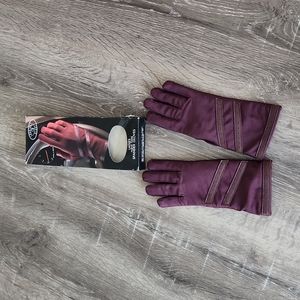 NEW! Vintage CB Courtney Blake Warm Lined Spandex Driving Gloves Burgundy Port